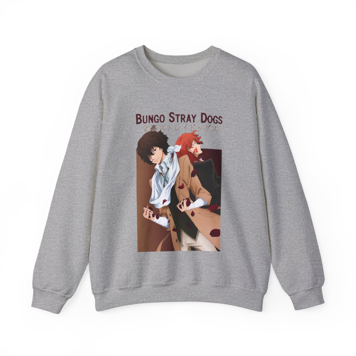 Bungou Stray Dogs anime. Osamu Dazai x Chuuya Nakahara Crewneck | Bungo Stray Dogs - alternate angle 5, merchandise
